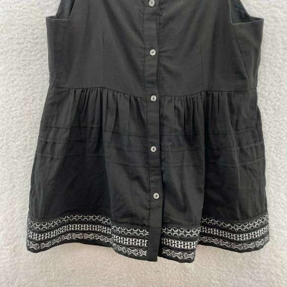 Amit Aggarwal womens top size medium Embroidered hem button back black - Picture 7 of 9